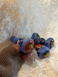 Image 6 of 4.5" Blue Wig-Wag Glass Hand Pipe
