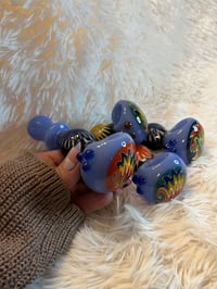 Image 1 of 4.5" Blue Wig-Wag Glass Hand Pipe
