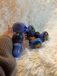 Image 2 of 4.5" Blue Wig-Wag Glass Hand Pipe