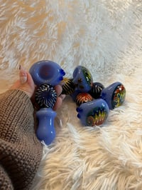 Image 10 of 4.5" Blue Wig-Wag Glass Hand Pipe