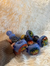Image 3 of 4.5" Blue Wig-Wag Glass Hand Pipe