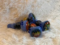 Image 4 of 4.5" Blue Wig-Wag Glass Hand Pipe