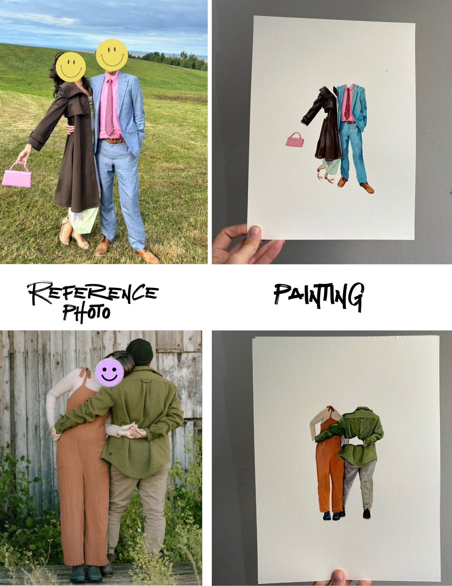Paper doll couple portrait -