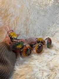 Image 3 of 4.5" Pink Wig-Wag Glass Hand Pipe