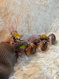 Image 4 of 4.5" Pink Wig-Wag Glass Hand Pipe