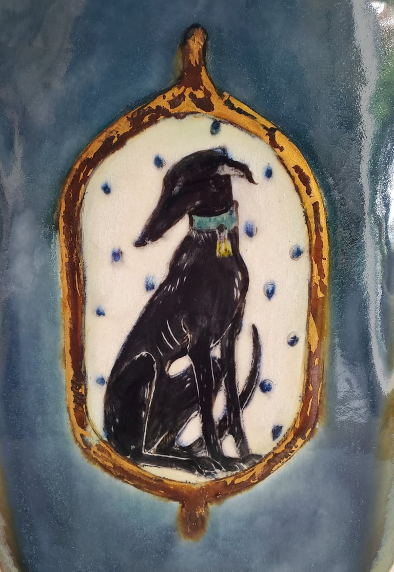 Black Hound on a Fancy Vase Image 2