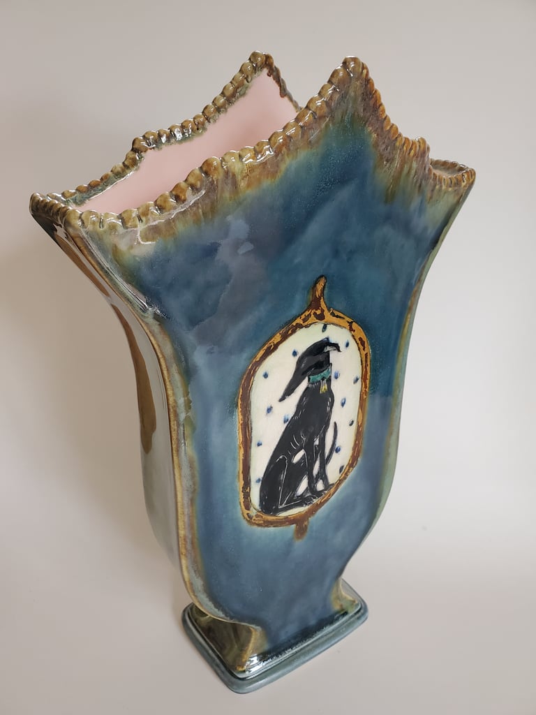 Black Hound on a Fancy Vase Image 4