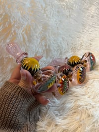 Image 1 of 4.5" Pink Wig-Wag Glass Hand Pipe