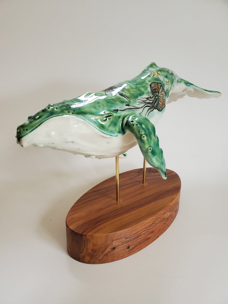 Scrimshaw Whale with Nautilus and Seadragon Image 5