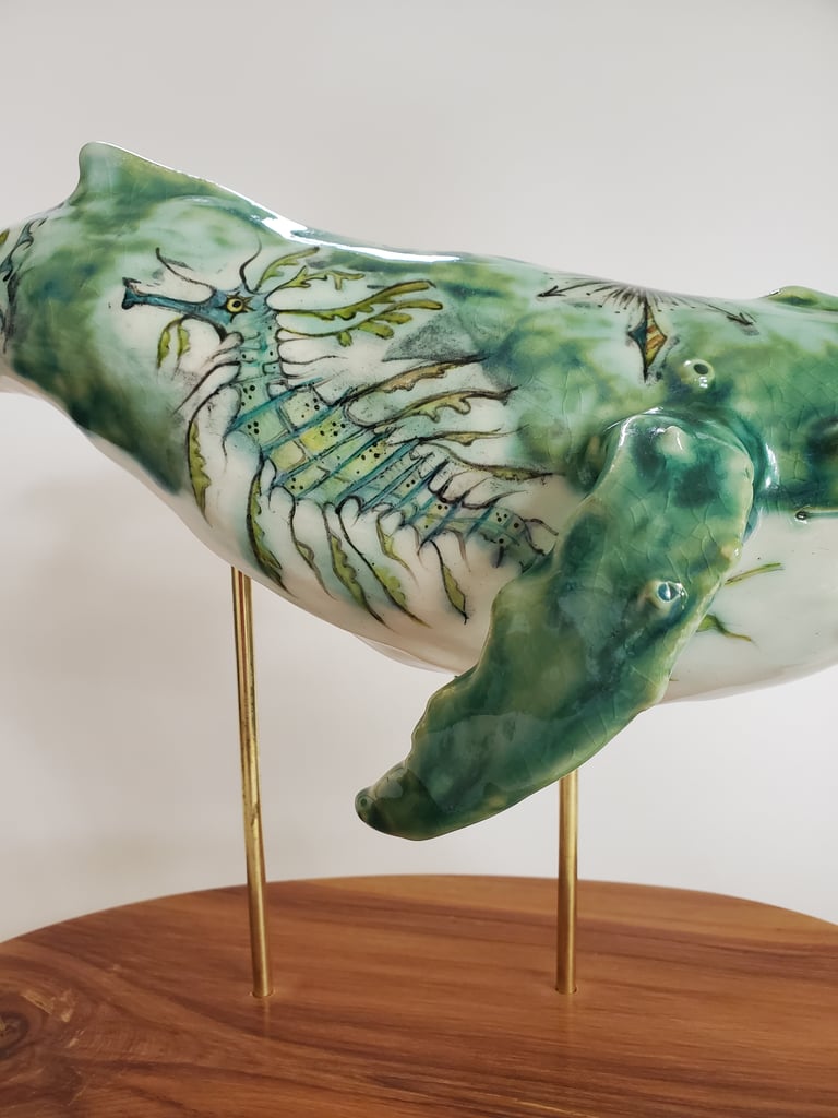 Scrimshaw Whale with Nautilus and Seadragon Image 3