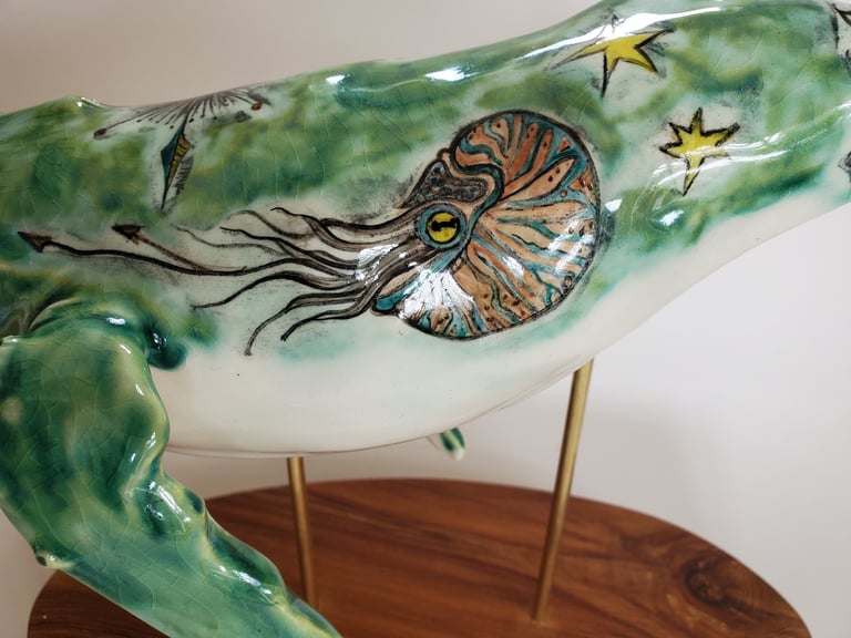 Scrimshaw Whale with Nautilus and Seadragon Image 2