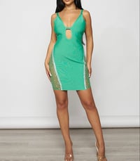 Image 1 of Bodycon Mesh Rhinestone Dress