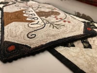 Image 4 of Merry Gingerbread Man Basket Primitive Punch Needle Decorative Folk Art Mat/Mini Rug~~