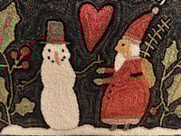 Image 2 of Winter Friends Primitive Punch Needle Decorative Folk Art Mat/Mini Rug~~