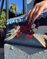 Image 3 of Love Birds Denim XL Clutch 