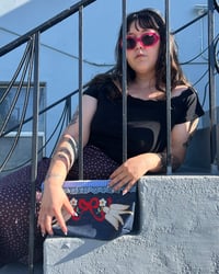 Image 2 of Love Birds Denim XL Clutch 