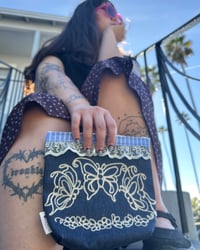 Image 4 of Butterflies Mini Denim  Clutch 