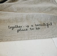  stitched linen table runner - natural