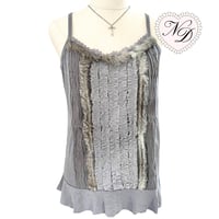 Image 2 of Japanese brand Grey Fur Trim Camisole Top