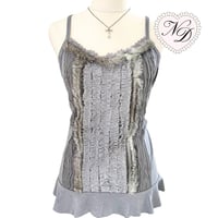 Image 1 of Japanese brand Grey Fur Trim Camisole Top