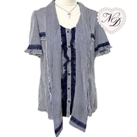 Image 2 of Axes Femme Navy Striped Bow Blouse Top