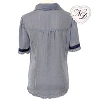 Image 3 of Axes Femme Navy Striped Bow Blouse Top