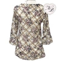 Image 3 of L'EST ROSE Plaid Floral Blouse Top