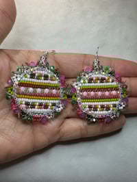 Image 1 of Native Beaded Christmas ornament earrings 