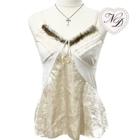 Image 1 of Angel Nap Ivory Fur Trim Camisole Top
