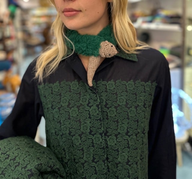 Image of Antipast Navy with Green Embroidered Pieces