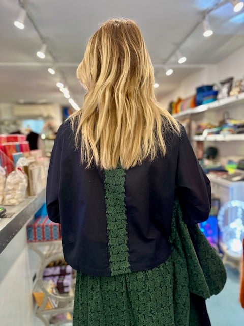 Image of Antipast Navy with Green Embroidered Pieces