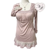 Image 1 of Axes Femme Pink Lace Milkmaid Top