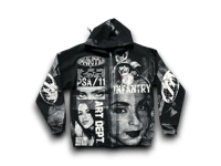 Image 1 of Sade Adu Aaliyah Black Samurai NY art dept upcycled screen print black/white zip up hoodie