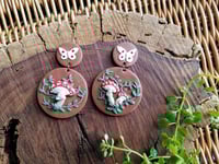 Image 1 of Moth and Mushrooms Earrings