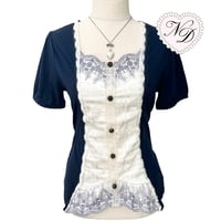 Image 1 of Axes Femme Navy Buttoned Blouse Top