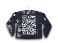 Image 2 of Sade Adu black samurai art dept upcycled screen print navy blue/white sweatshirt