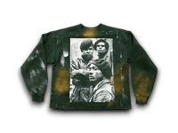 Image 2 of 2pac black samurai black panther party art dept upcycled screen print green/white sweatshirt