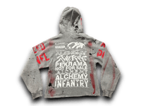 Image 2 of Sade Adu NY art dept upcycled screen print gray/red/white hoodie