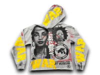 Image 1 of Sade Adu black panther party war art dept upcycled screen print gray/black/yellow hoodie