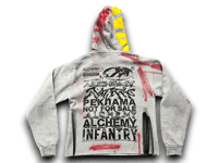 Image 2 of Sade Adu black panther party war art dept upcycled screen print gray/black/yellow hoodie