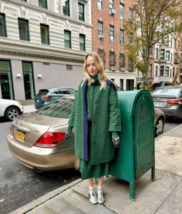 Image of Antipast Navy with Green Embroidered Pieces