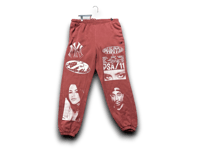 Image 1 of Aaliyah 2pac Ny art dept upcycled screen print light maroon/white sweatpants