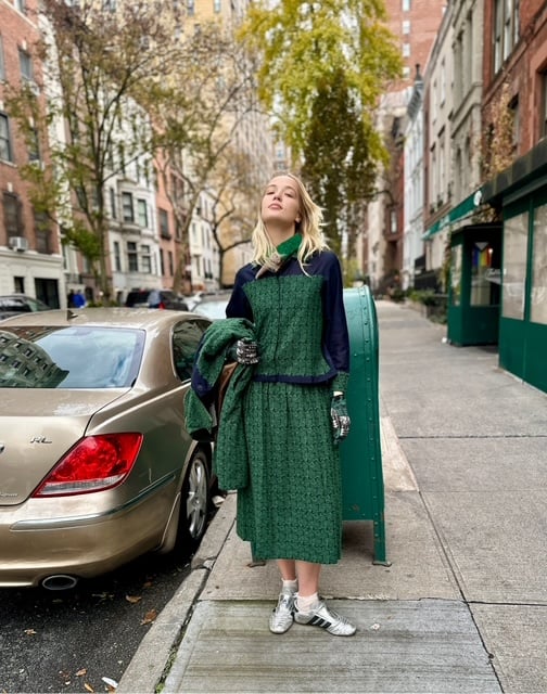 Image of Antipast Navy with Green Embroidered Pieces