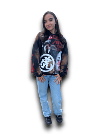 Image 6 of Aaliyah 2pac Ny art dept upcycled screen print navy blue/white sweatpants