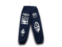 Image 2 of Aaliyah 2pac Ny art dept upcycled screen print navy blue/white sweatpants
