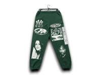 Image 1 of Aaliyah 2pac Ny art dept upcycled screen print green/white sweatpants