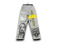 Image 1 of  Sade adu black panther party war west chester art dept upcycled screen gray/black/yellow sweatpants