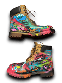 Image 1 of Copy of Hand-Painted Timberland wheat 6- inch Boots: Custom Abstract art 