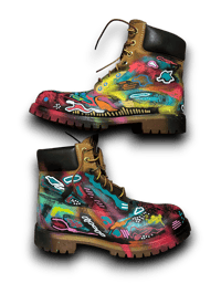 Image 2 of Copy of Hand-Painted Timberland wheat 6- inch Boots: Custom Abstract art 