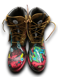 Image 3 of Copy of Hand-Painted Timberland wheat 6- inch Boots: Custom Abstract art 